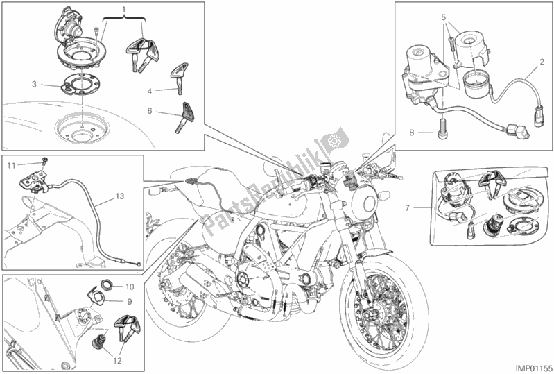 Toutes les pièces pour le 13e - Appareils électriques du Ducati Scrambler Cafe Racer Thailand USA 803 2019